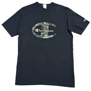 Champion Shirt Mens‎ Large Black Camo Big C Logo Graphic Tee T-Shirt GT19 KKC